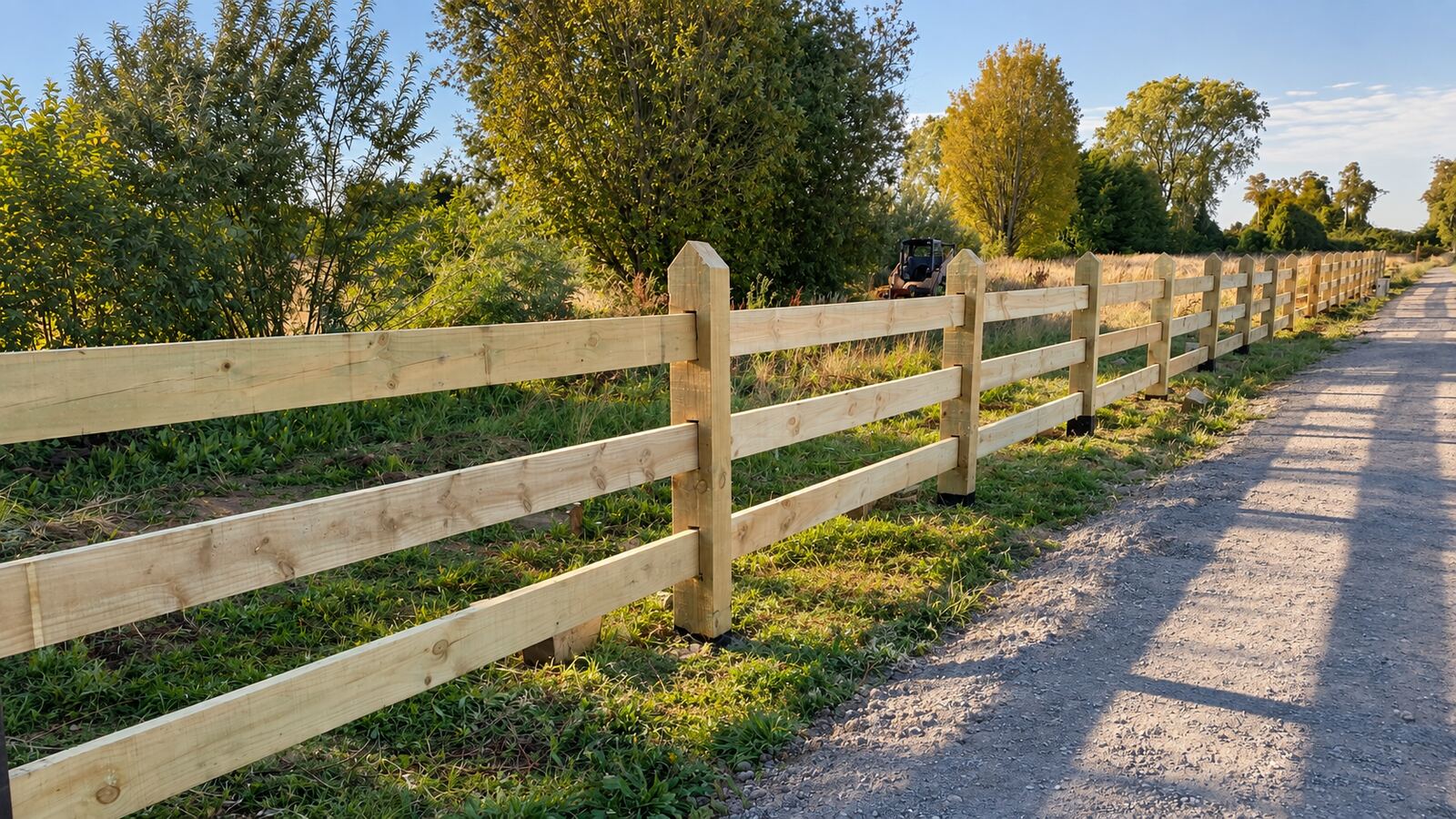 Cerco de madera natural recién instalado
